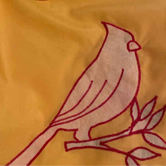 Vintage Caro-Nan Cardinal Red Bird Appliqué A-line Yellow Size Med Wrap Skirt - Picture 4 of 9